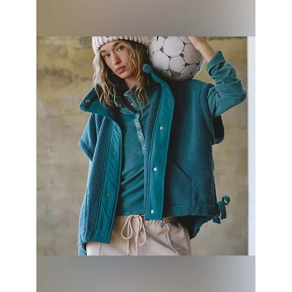 FP Movement Scout It Out Fleece Vest in Midnight Jade Green XS